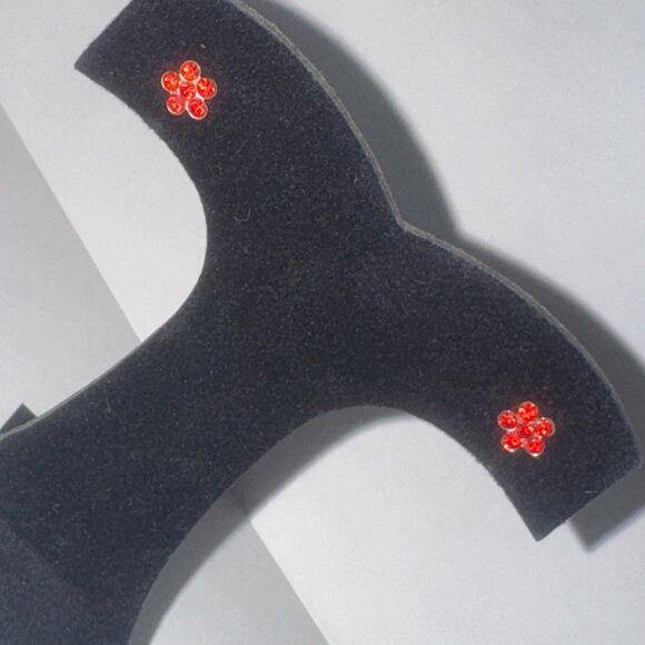 7mm Red Flower Cz And Sterling Post Earrings - Picture 5 of 12